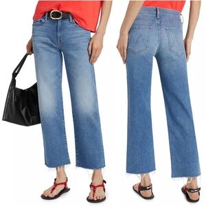 NEW MOTHER The Mid Rise Rambler Zip Ankle Fray Jeans Size 27